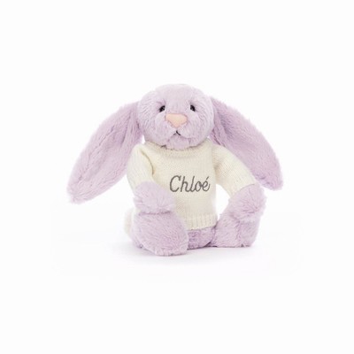 Jellycat Bashful Lilac Bunny with Cream Jumper Australia | 143697WJV